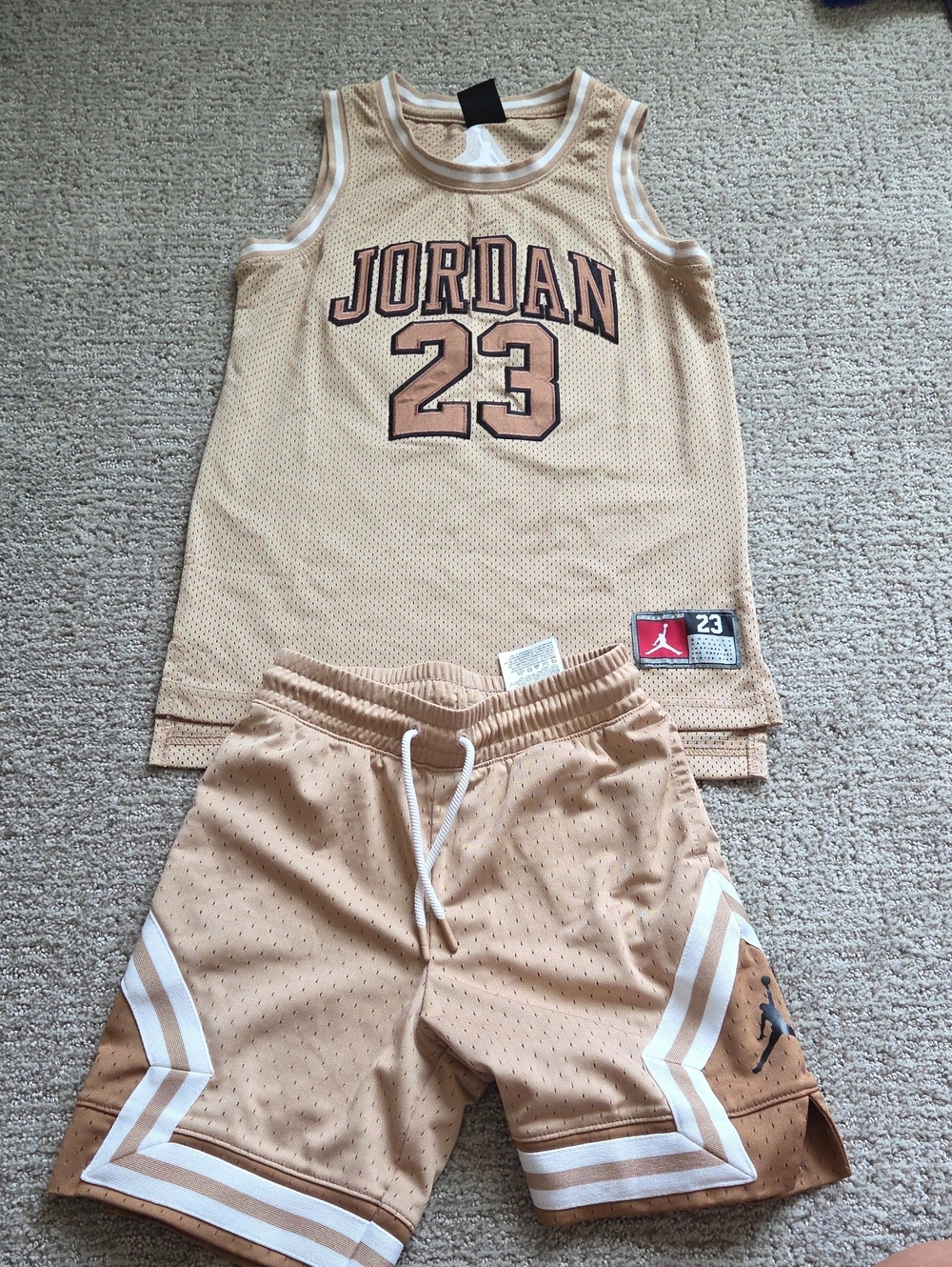 Jordan Beige 23 Mesh Tank and Shorts Set